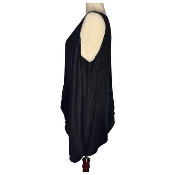 Krista Larson KL Playwear Tank Top OS Black Linen Asymmetric Lagenlook USA Made - Picture 3 of 11